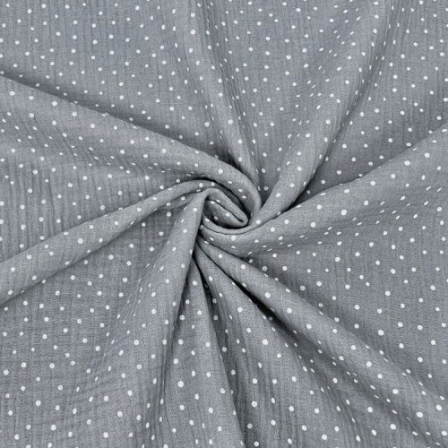 Musselin - little Dots - grey