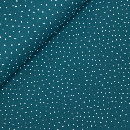 Musselin - little Dots - petrol