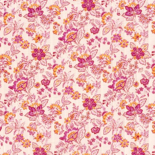 Doubleface Musselinstepper - Ava - ecru/pink/orange