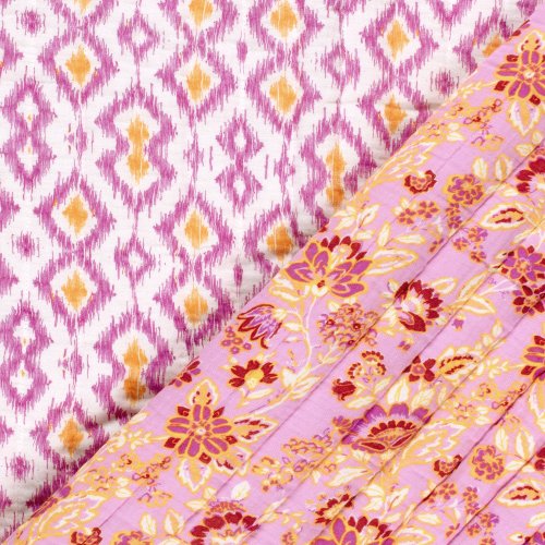 Doubleface Musselinstepper - Inka - white/pink/rosa