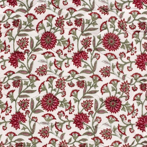 Preview: RESTSTÜCK 0,70m !!! - Doubleface Musselinstepper - Mary - ecru/rot/olive