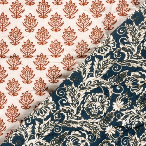 Doubleface Musselinstepper - Rosalie - ecru/rost/navy