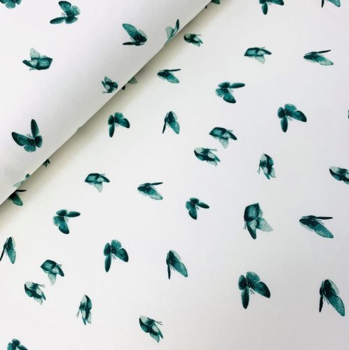 Preview: RESTSTÜCK 0,80m !!! - Jersey - Nature Butterflies - dusty green