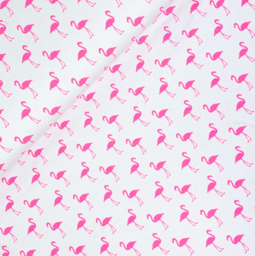 Preview: RESTSTÜCK 0,70m !!! - Jersey - Neon Flamingo - white/pink
