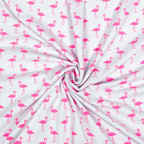 RESTSTÜCK 0,70m !!! - Jersey - Neon Flamingo - white/pink