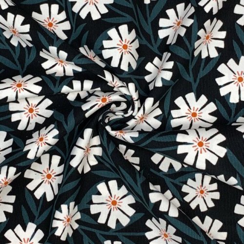 Preview: RESTSTÜCK 2,0m !!! - Bio Feincord - Night Pflox - Easy Weekend - Cloud9 Fabrics