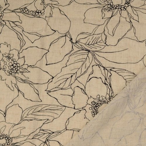 Viskose Leinen - Nilda - natur/black