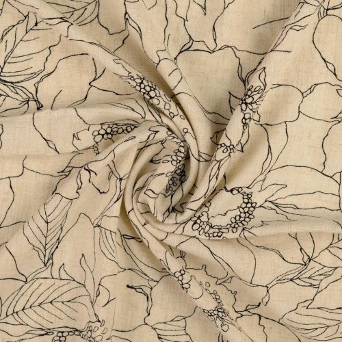 Viskose Leinen - Nilda - natur/black