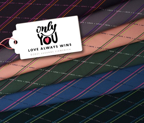 Preview: RESTSTÜCK 0,90m !!! - Bio Jersey - Love Always Wins - Col. 03 - Only You - Hamburger Liebe - Albstoffe