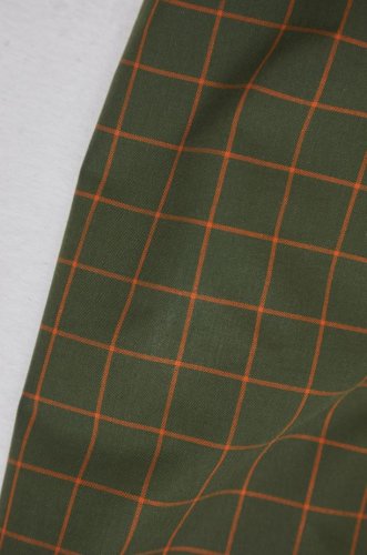 Bio Baumwoll Oxford - Grid - green khaki/pumpkin - Mind the Maker