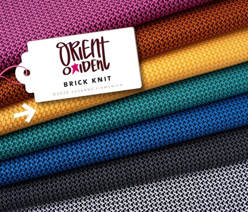 RESTSTÜCK 80cm !!! - Bio Jacquard Jersey - Brick Knit - curry/colza-mélange - A72/A38 - Orient Oxident - Hamburger Liebe - Albstoffe