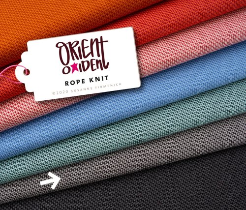 Bio Jacquard Jersey - Rope Knit - mittelgrau-melange/schwarz - A31/A99 - Orient Oxident - Hamburger Liebe - Albstoffe