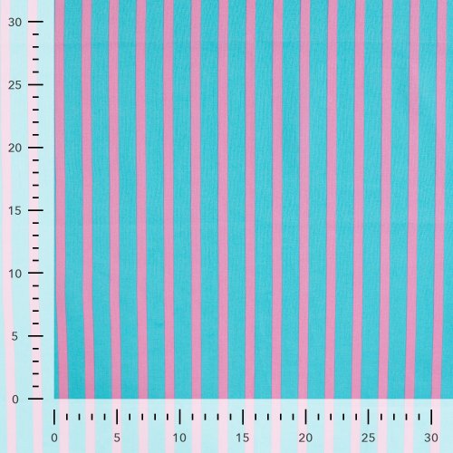 Baumwoll Voile - Stripe Love - rosa/türkis