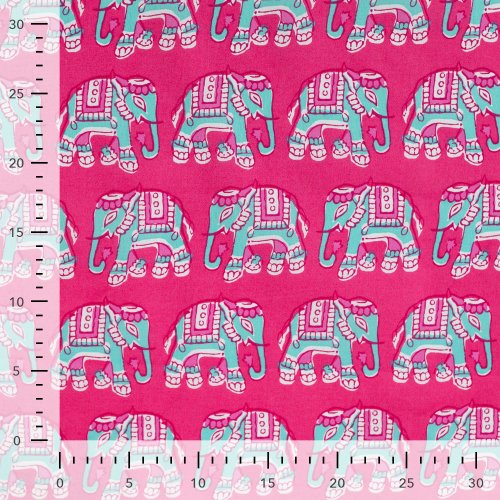 Baumwoll Voile - Elephant - fuchsia/türkis