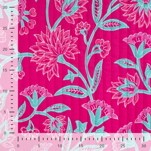 Preview: Doubleface Baumwoll Stepper - Delara Flower - fuchsia/türkis