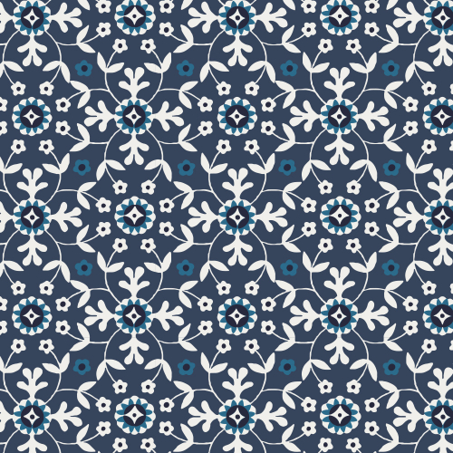 Baumwoll Voile - Ornamente - navy/ecru