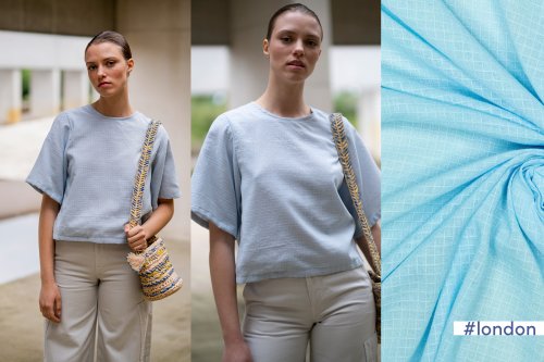 Baumwolle - Dobby Check - baby blue - Fibremood No. 29