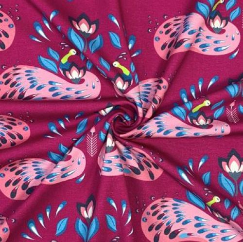 Preview: RESTSTÜCK 0,40m !!! - Jersey - Peacock Dreams - pink - Peacock Dreams - Birgit Boley