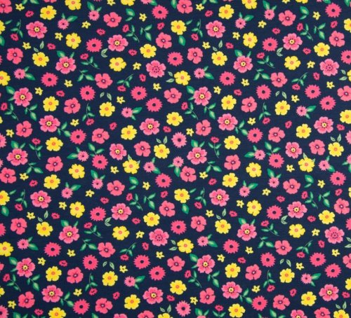 Jersey - Blumen klein - blau - Kombistoff zu Pferdejersey blau