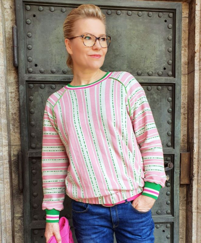 Preview: RESTSTÜCK 0,50m !!! - Bio Jacquard - Pin Stripes - Col.4 - rosa - Bloom - Hamburger Liebe - Albstoffe