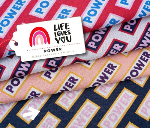 RESTSTÜCK 1,0m !!! - Bio Jacquard - Power - Col. 04 - Life Loves You - Hamburger Liebe - Albstoffe
