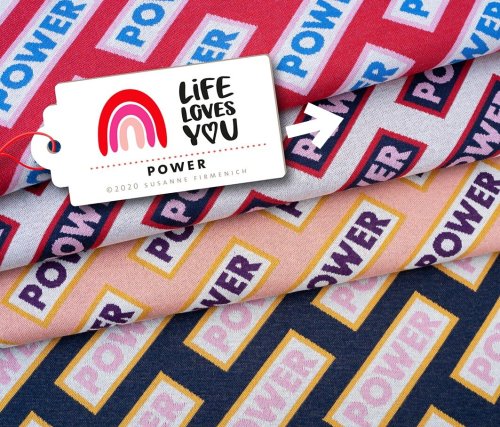 RESTSTÜCK 90cm !!! - Bio Jacquard - Power - Col. 02 - Life Loves You - Hamburger Liebe - Albstoffe