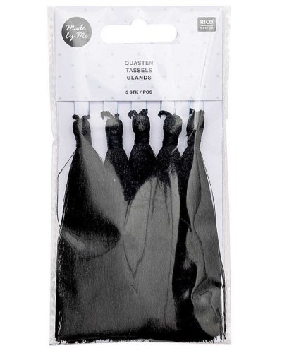Quaste Fransen Set - 9cm - schwarz - Rico Design