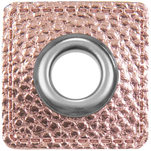 Kunstlederösen - Patches - Rechteck - rosa metallic