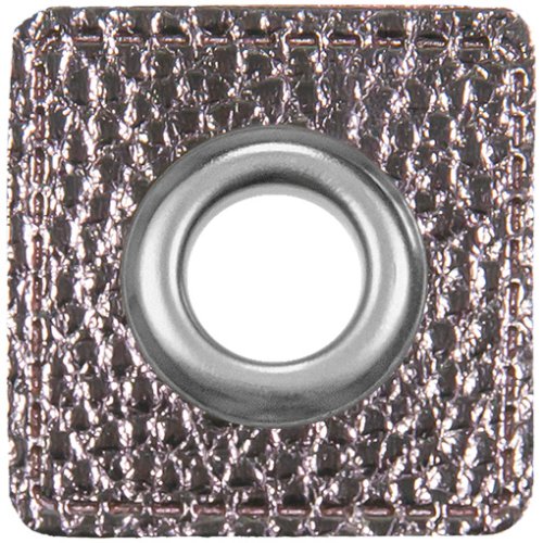 Kunstlederösen - Patches - Rechteck - silbergrau metallic