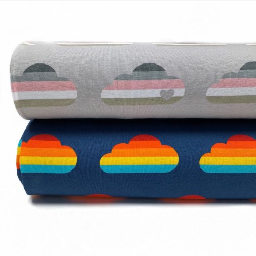 Sweat - Regenbogen Wolken - grau/rosa - byGraziela