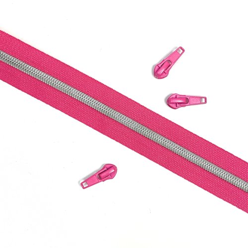 Reißverschluss - pink/silber metallisiert - 1m