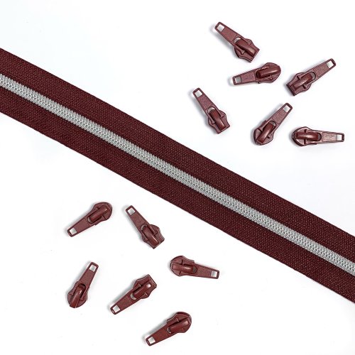 Reißverschluss - braun/silber metallisiert - 3m