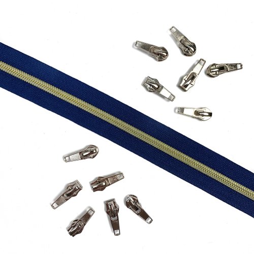 Reißverschluss - marine/gold metallisiert - 3m