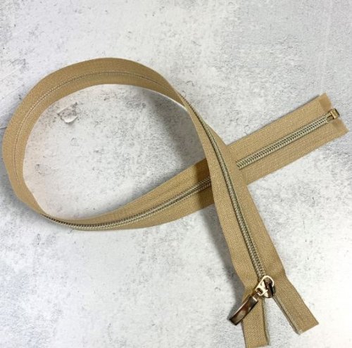 Reißverschluss - teilbar - 70 cm - beige/eisgold metallisiert