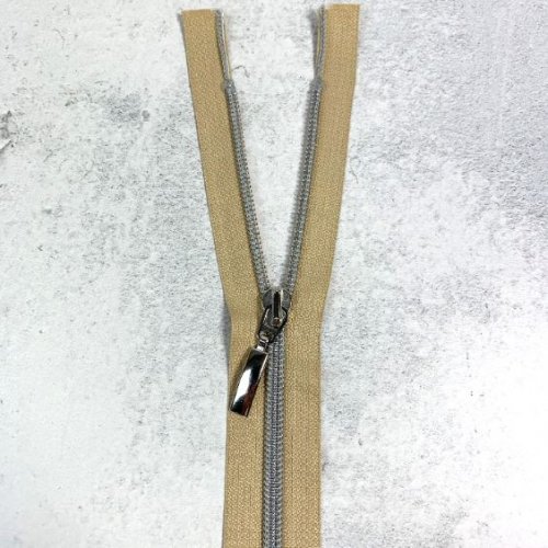 Reißverschluss - teilbar - 60 cm - beige/silbergrau metallisiert