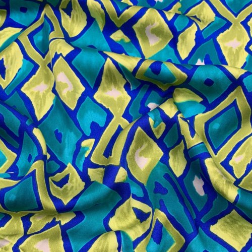 Viskosesatin - matt - Retro Mosaik - royal