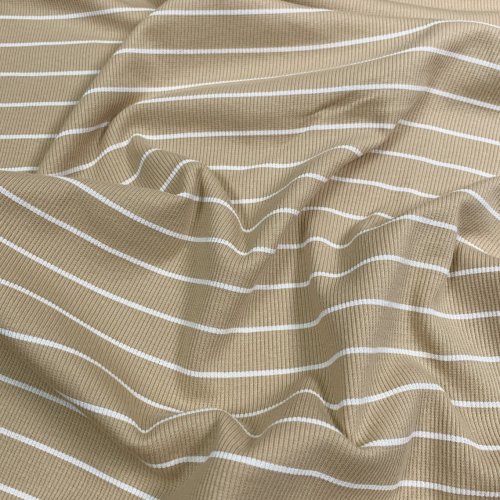 Rib Jersey - Streifen - beige/weiß