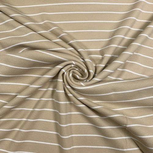 Rib Jersey - Streifen - beige/weiß