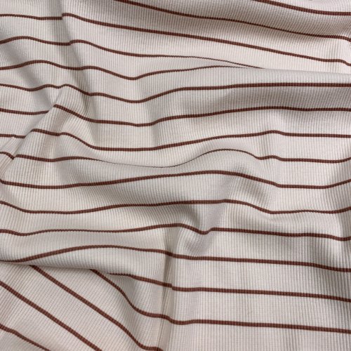 Rib Jersey - Streifen - ecru/braun