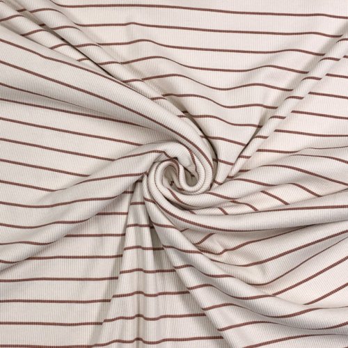 Rib Jersey - Streifen - ecru/braun