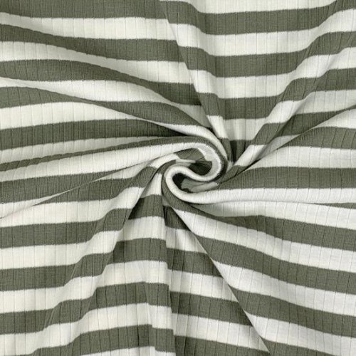 Preview: RESTSTÜCK 0,60m !!! - Rib Jersey - Aiva - Streifen - pickle/ecru