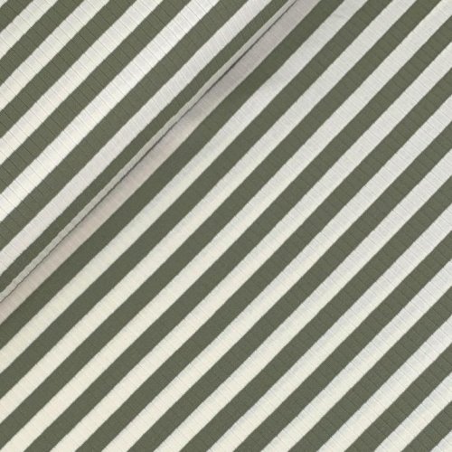 Preview: RESTSTÜCK 0,60m !!! - Rib Jersey - Aiva - Streifen - pickle/ecru