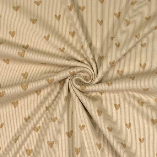 Ripp Jersey - Herzen - Two Tone - creme