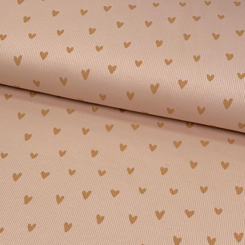 Ripp Jersey - Herzen - Two Tone - nude rose