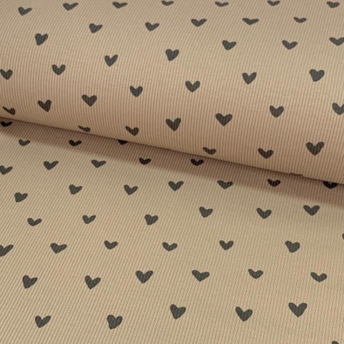 Ripp Jersey - Herzen - beige