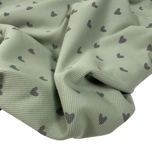 Preview: RESTSTÜCK 1,60m !!! - Ripp Jersey - Herzen - dusty green