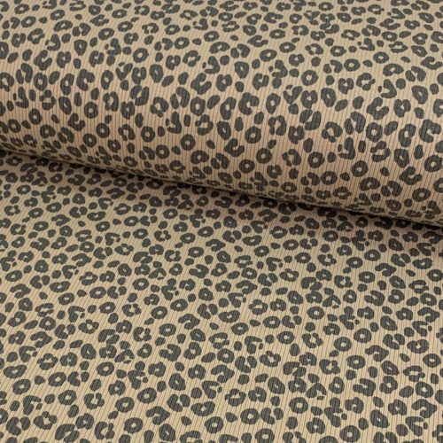 RESTSTÜCK 0,60m !!! - Ripp Jersey - Leopard - beige