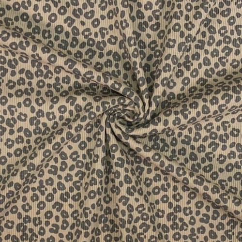 Preview: RESTSTÜCK 0,60m !!! - Ripp Jersey - Leopard - beige