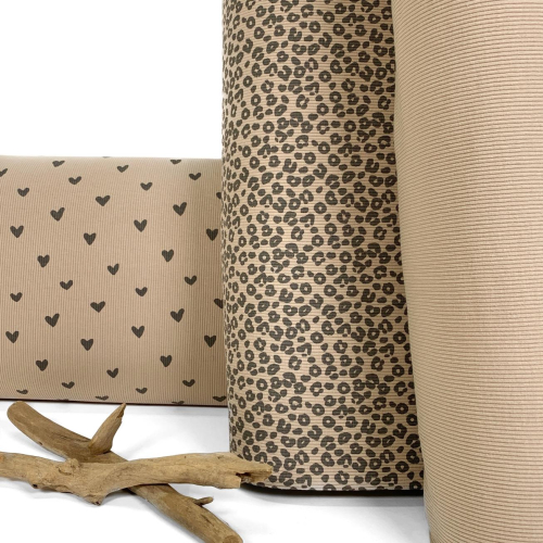 Preview: RESTSTÜCK 0,60m !!! - Ripp Jersey - Leopard - beige