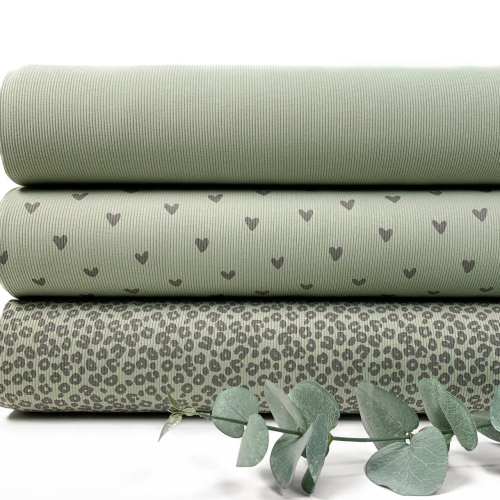 Preview: RESTSTÜCK 1,60m !!! - Ripp Jersey - Herzen - dusty green